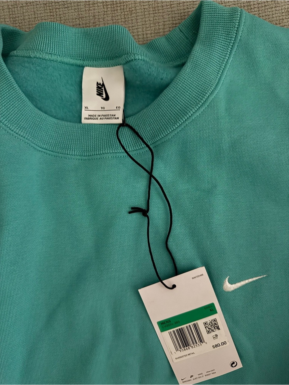 Nike Men’s Crewneck Sweatshirt - Teal Aqua